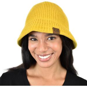 imageCC Unisex Winter Cable Knit Packable Vintage Cloche Bucket HatMustard