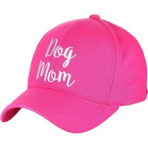 imageCC Womens Embroidered Quote Adjustable Cotton Baseball Cap Dog Mom Hot Pink