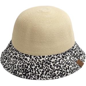 imageCC Womens Leopard Print Cloche Staw Bucket Hat Natural