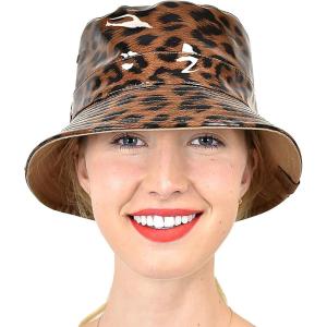 imageCC Womens Leopard Print Outdoor Foldable Water Resistant Rain Bucket HatBrown