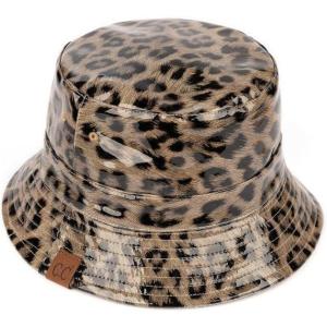 imageCC Womens Leopard Print Outdoor Foldable Water Resistant Rain Bucket HatDark Beige
