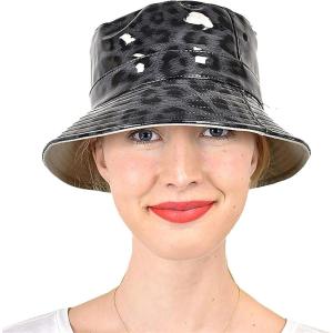imageCC Womens Leopard Print Outdoor Foldable Water Resistant Rain Bucket HatGray