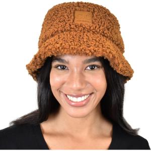 imageCC Womens Winter Faux Fur Teddy Style Fisherman Bucket HatGolden Camel
