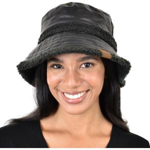 imageCC Womens Winter Faux Fur Teddy Style Reversible Fisherman Bucket HatBlack