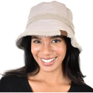 imageCC Womens Winter Faux Fur Teddy Style Reversible Fisherman Bucket HatDove