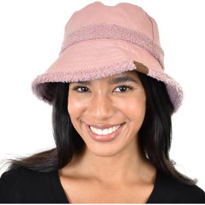 imageCC Womens Winter Faux Fur Teddy Style Reversible Fisherman Bucket HatRose