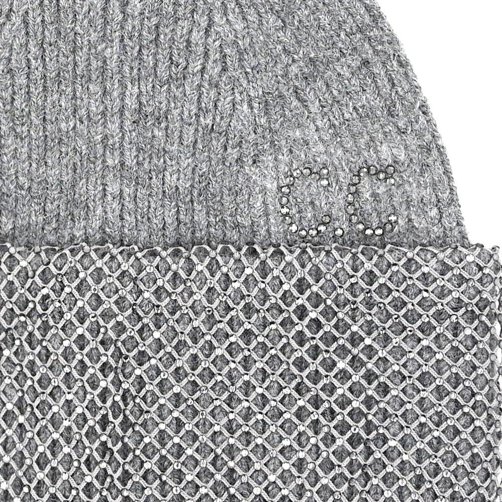 imageCC American Flag Rhinestone Beanie for Women Unisex  Sustainable Recycled Yarn Stretchable Soft Warm Knit Winter Skully HatRhinestone Netgrey