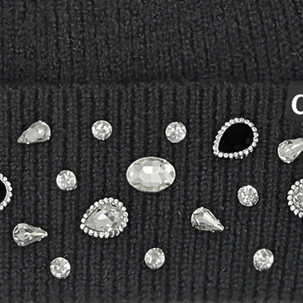 imageCC American Flag Rhinestone Beanie for Women Unisex  Sustainable Recycled Yarn Stretchable Soft Warm Knit Winter Skully HatRhinestoneblack