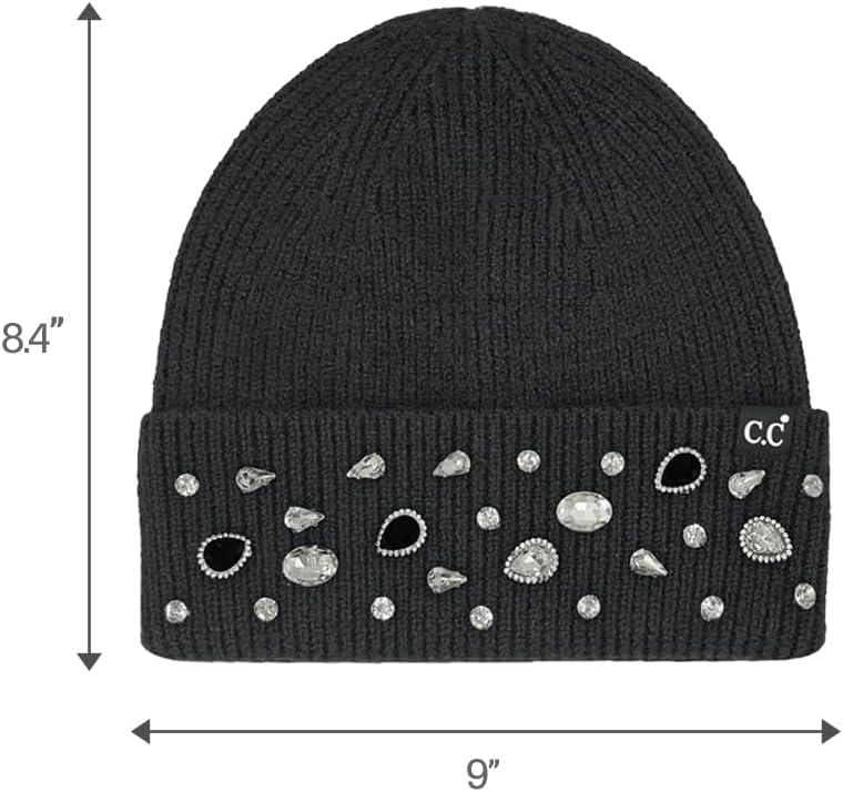 imageCC American Flag Rhinestone Beanie for Women Unisex  Sustainable Recycled Yarn Stretchable Soft Warm Knit Winter Skully HatRhinestoneblack