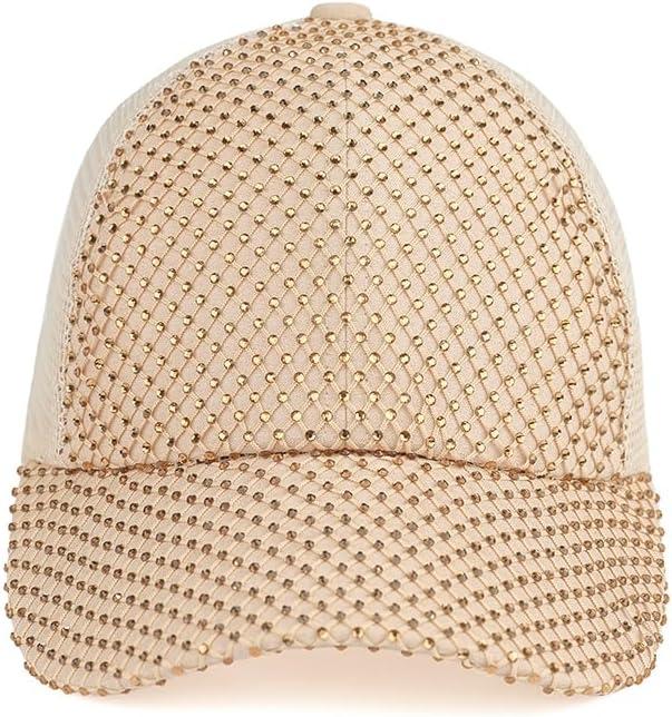 imageCC Baseball Cap for UnisexRhinestone Netbeige