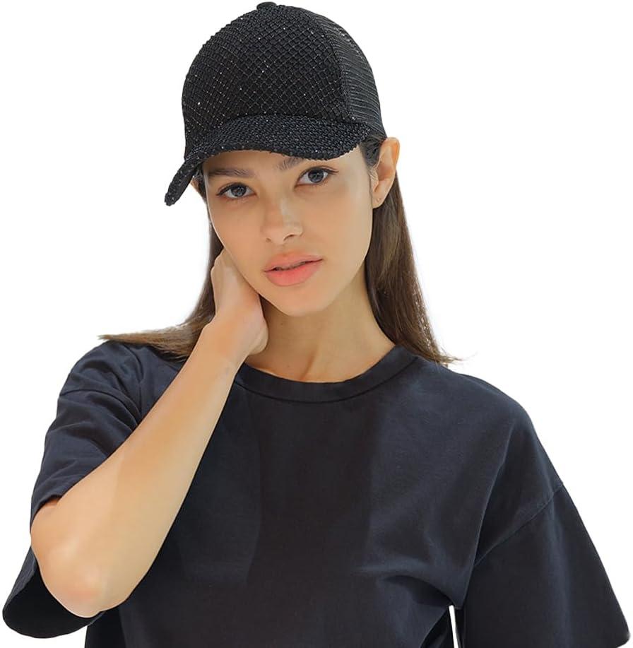imageCC Baseball Cap for UnisexRhinestone Netblack