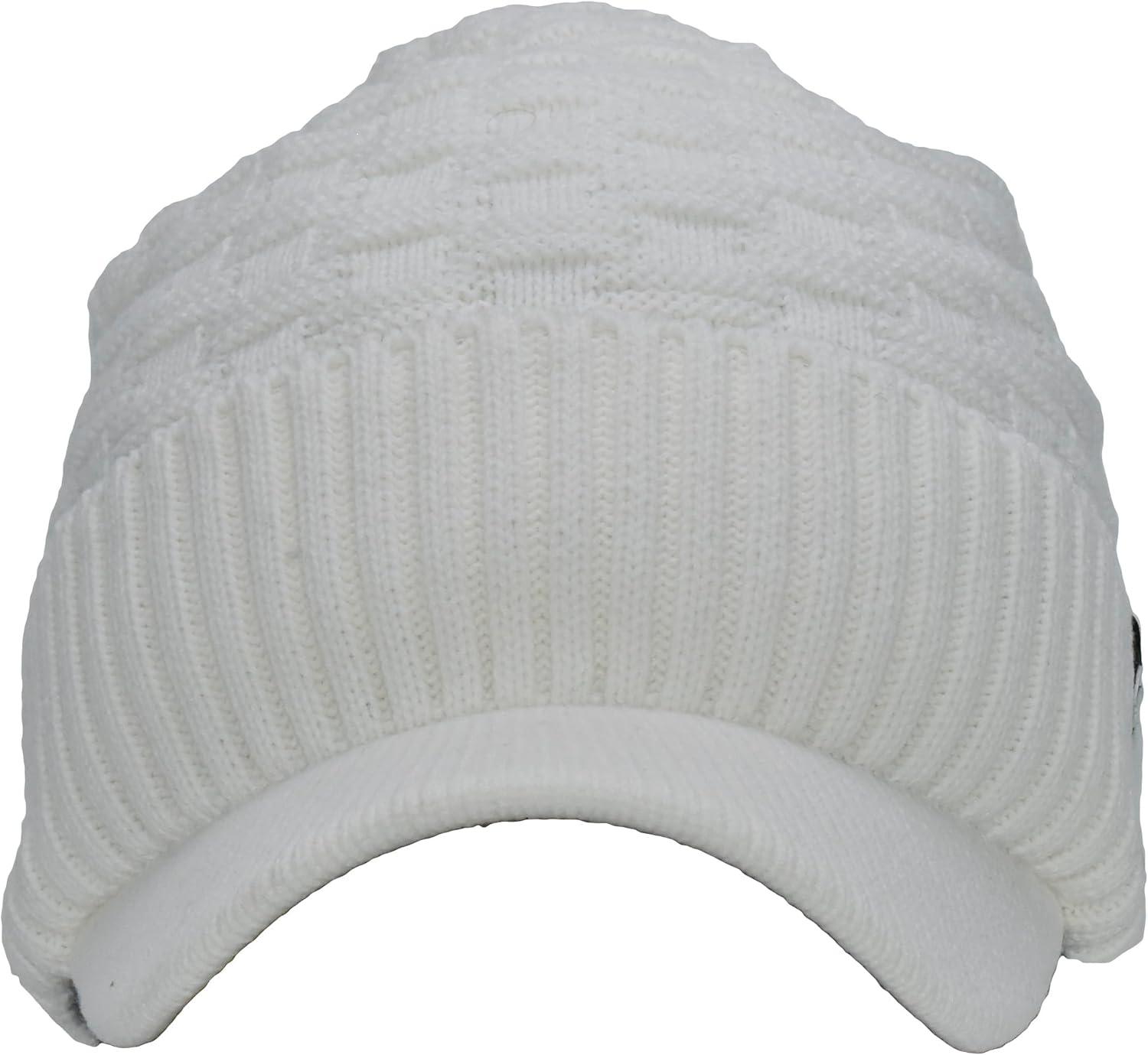 imageCC Beanie Fuzzy Fleece Lining Warm Oversized Chunky Soft Stretchy Ribbed Slouchy Knit Hat with Visor BrimIvory  Off White
