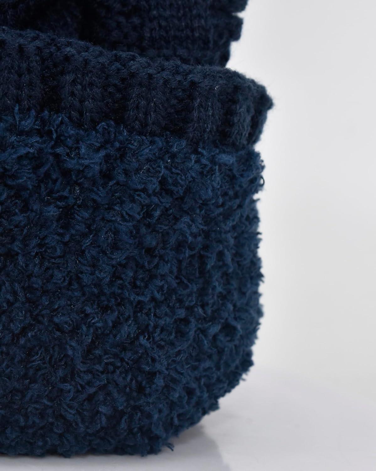 imageCC Beanie Fuzzy Fleece Lining Warm Oversized Chunky Soft Stretchy Ribbed Slouchy Knit Hat with Visor BrimNavy Blue