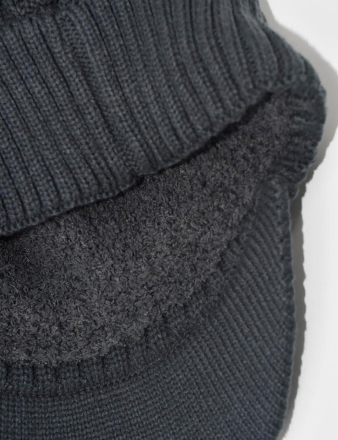 imageCC Beanie Fuzzy Fleece Lining Warm Oversized Chunky Soft Stretchy Ribbed Slouchy Knit Hat with Visor BrimTeal Grey