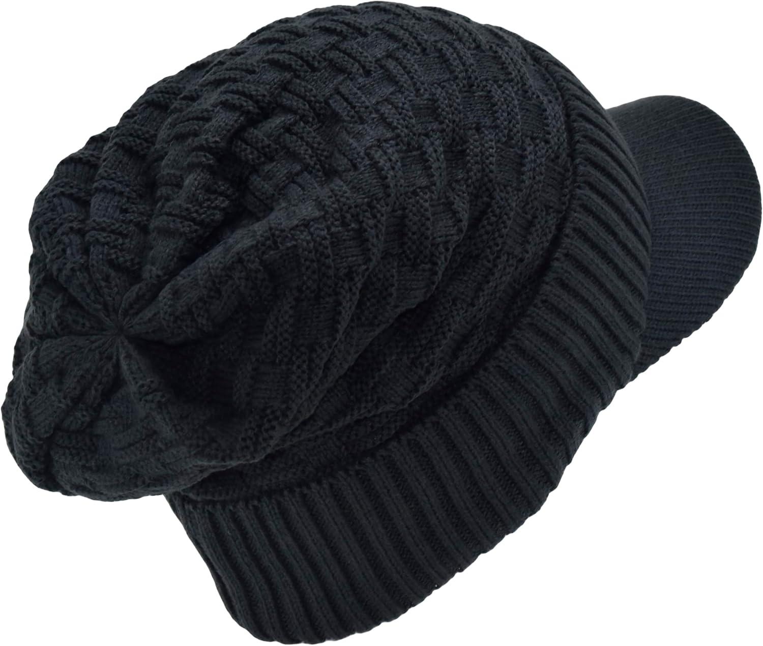 imageCC Beanie Fuzzy Fleece Lining Warm Oversized Chunky Soft Stretchy Ribbed Slouchy Knit Hat with Visor BrimTeal Grey