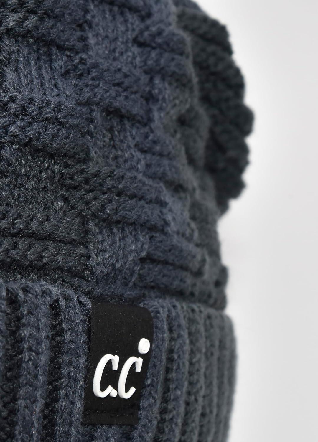 imageCC Beanie Fuzzy Fleece Lining Warm Oversized Chunky Soft Stretchy Ribbed Slouchy Knit Hat with Visor BrimTeal Grey