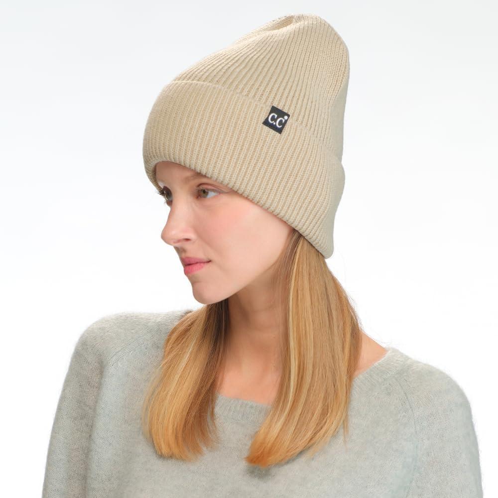imageCC Beanie Mens and Womens Insulated Knit Cuffed BeanieBeige