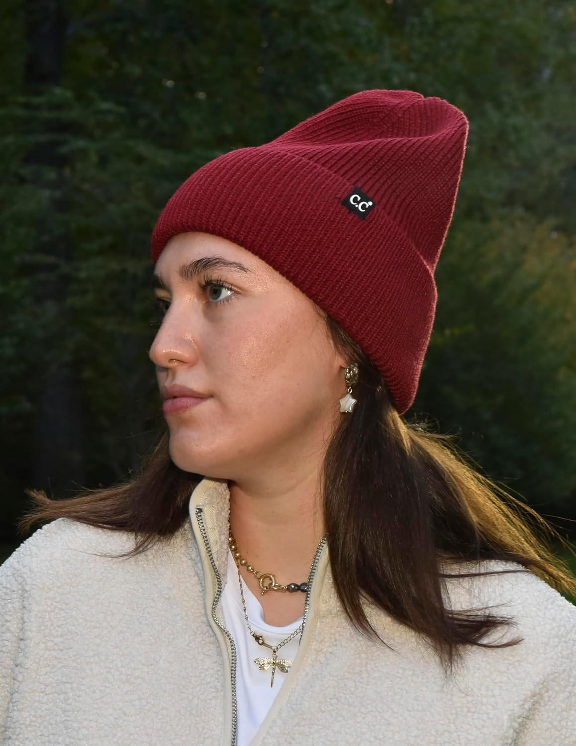 imageCC Beanie Mens and Womens Insulated Knit Cuffed BeanieBurgundy Red