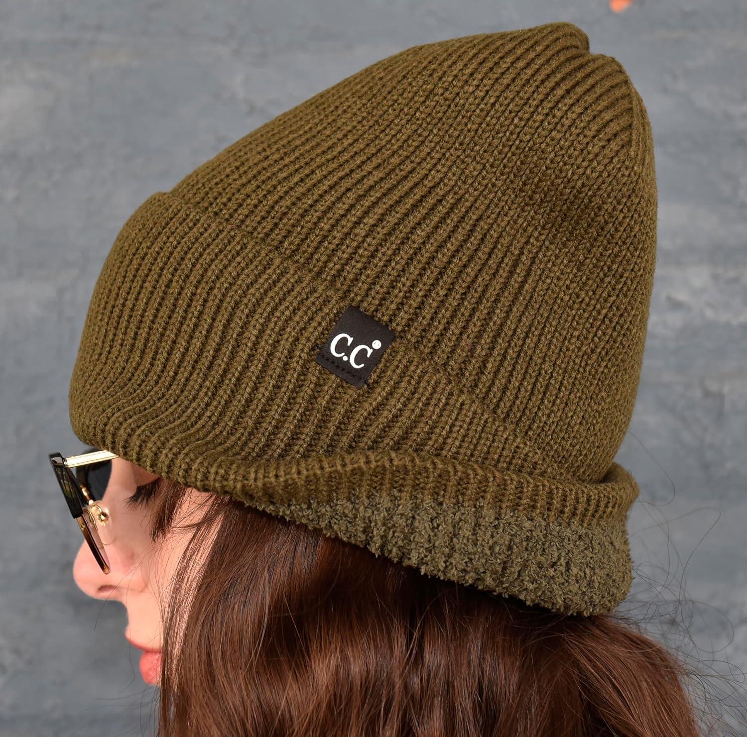 imageCC Beanie Mens and Womens Insulated Knit Cuffed BeanieNew Dark Olive Green