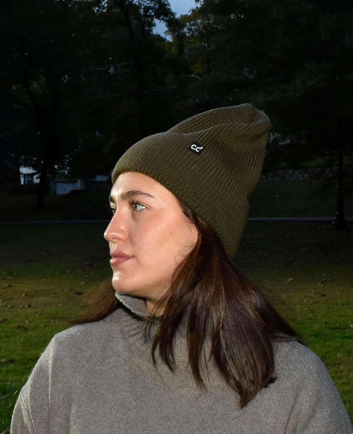 imageCC Beanie Mens and Womens Insulated Knit Cuffed BeanieNew Dark Olive Green