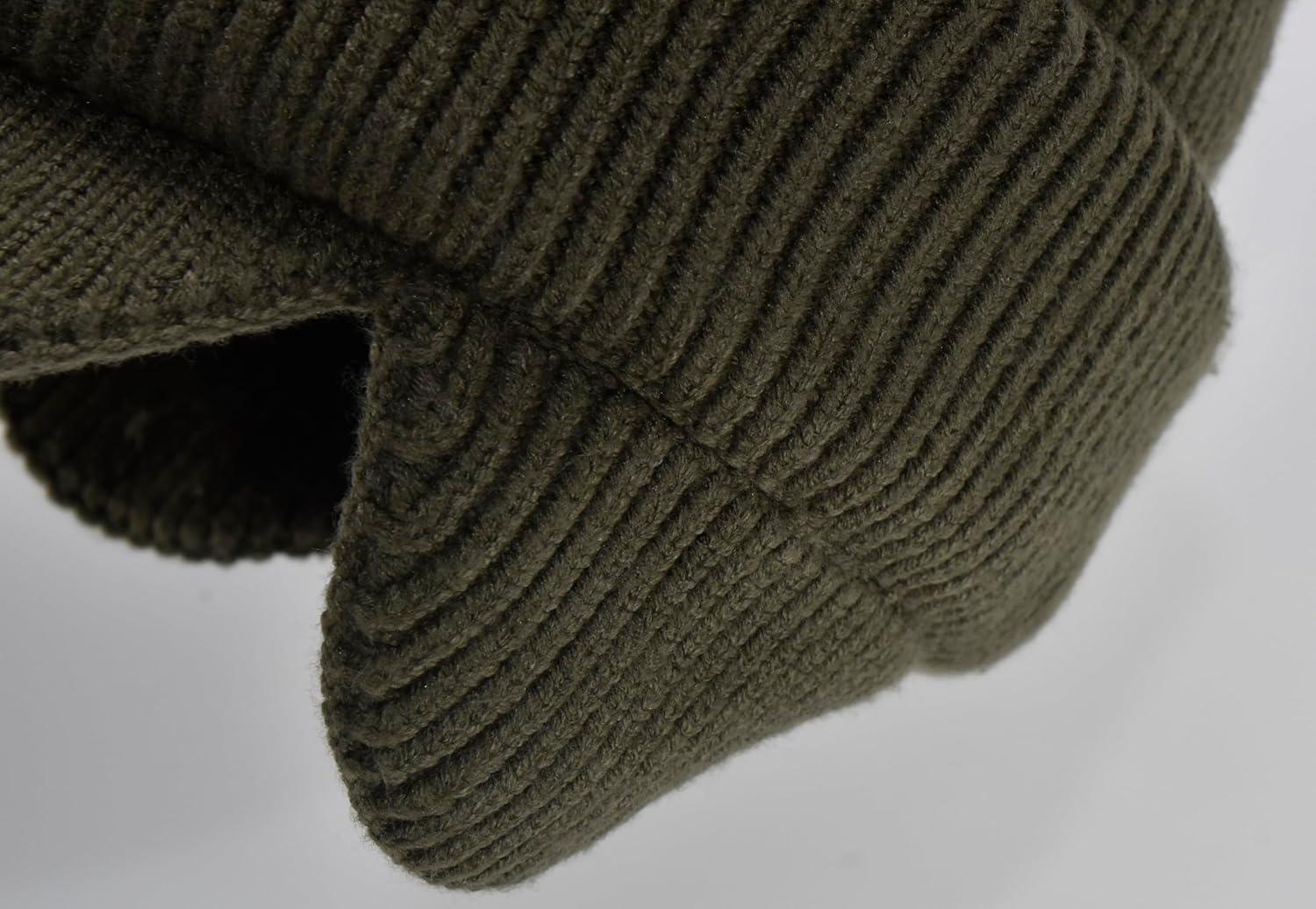 imageCC Beanie Strechy Snug Fit Soft Knit Hat with Visor Brim ampamp Ear Warmer FlapsArmy Green