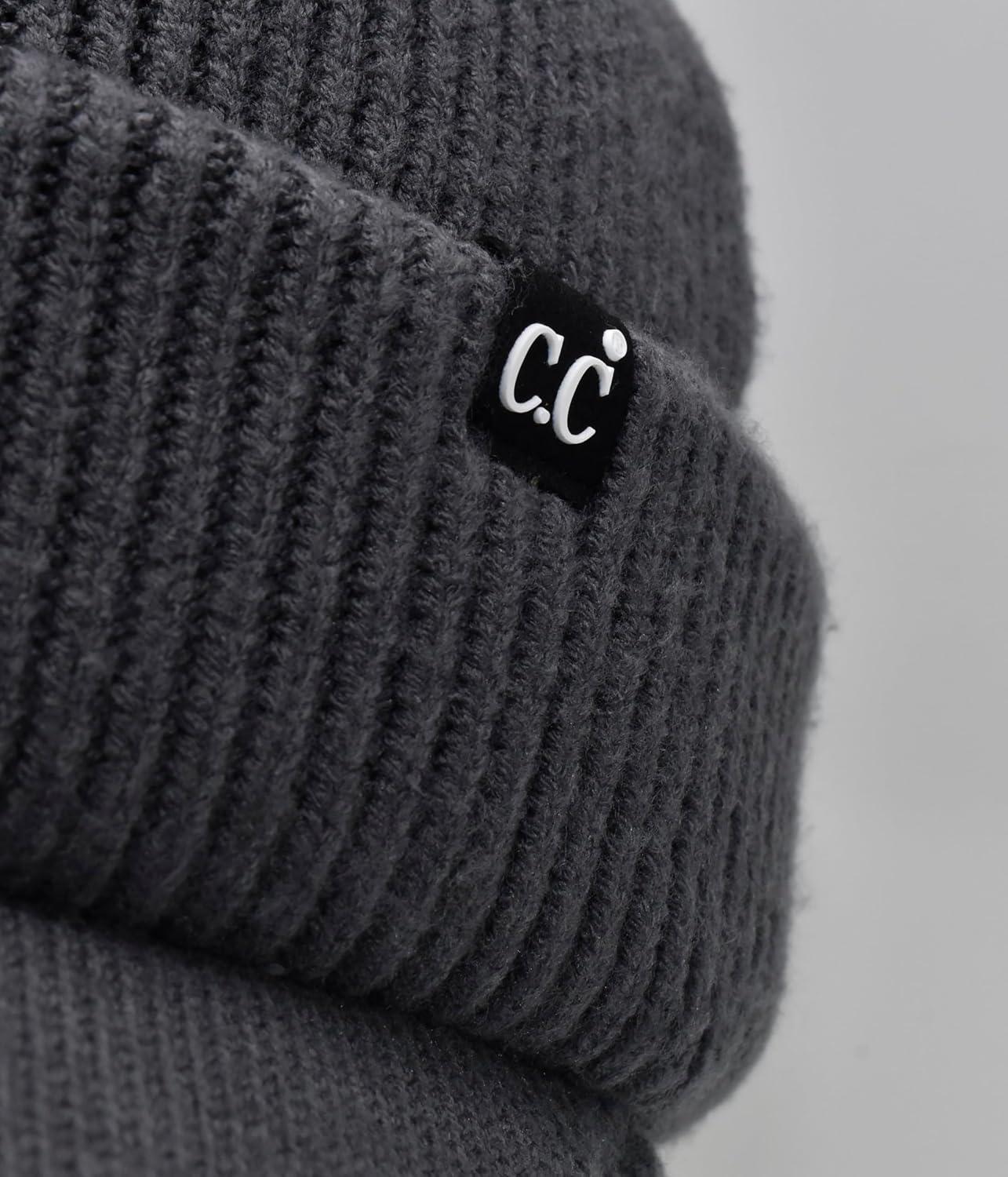 imageCC Beanie Strechy Snug Fit Soft Knit Hat with Visor Brim ampamp Ear Warmer FlapsSlate Grey
