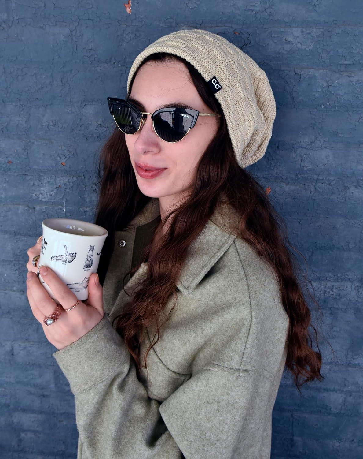 imageCC Beanie Thick Fuzzy Fleece Lined Knit BeanieBeige