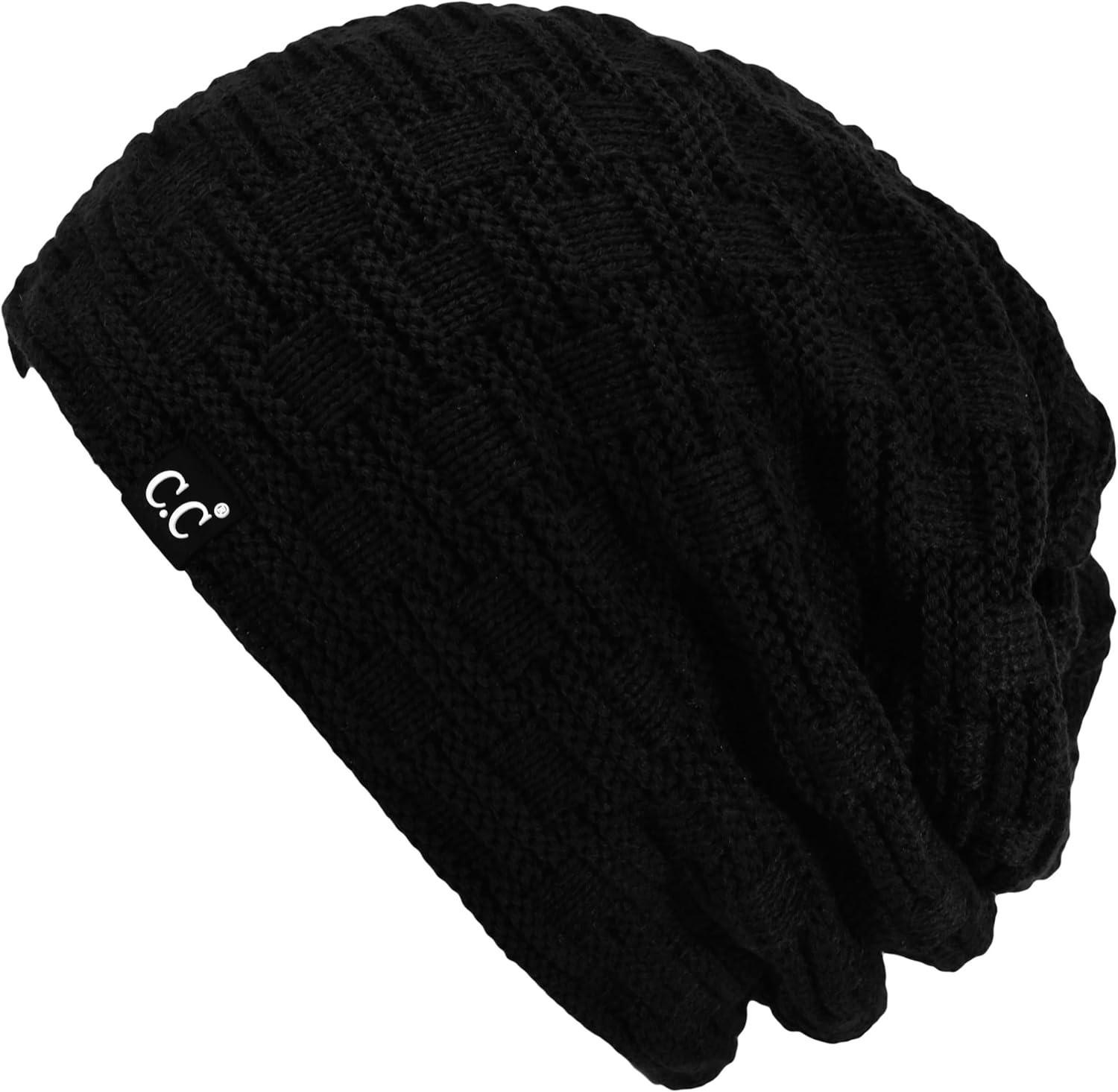 imageCC Beanie Thick Fuzzy Fleece Lined Knit BeanieBlack