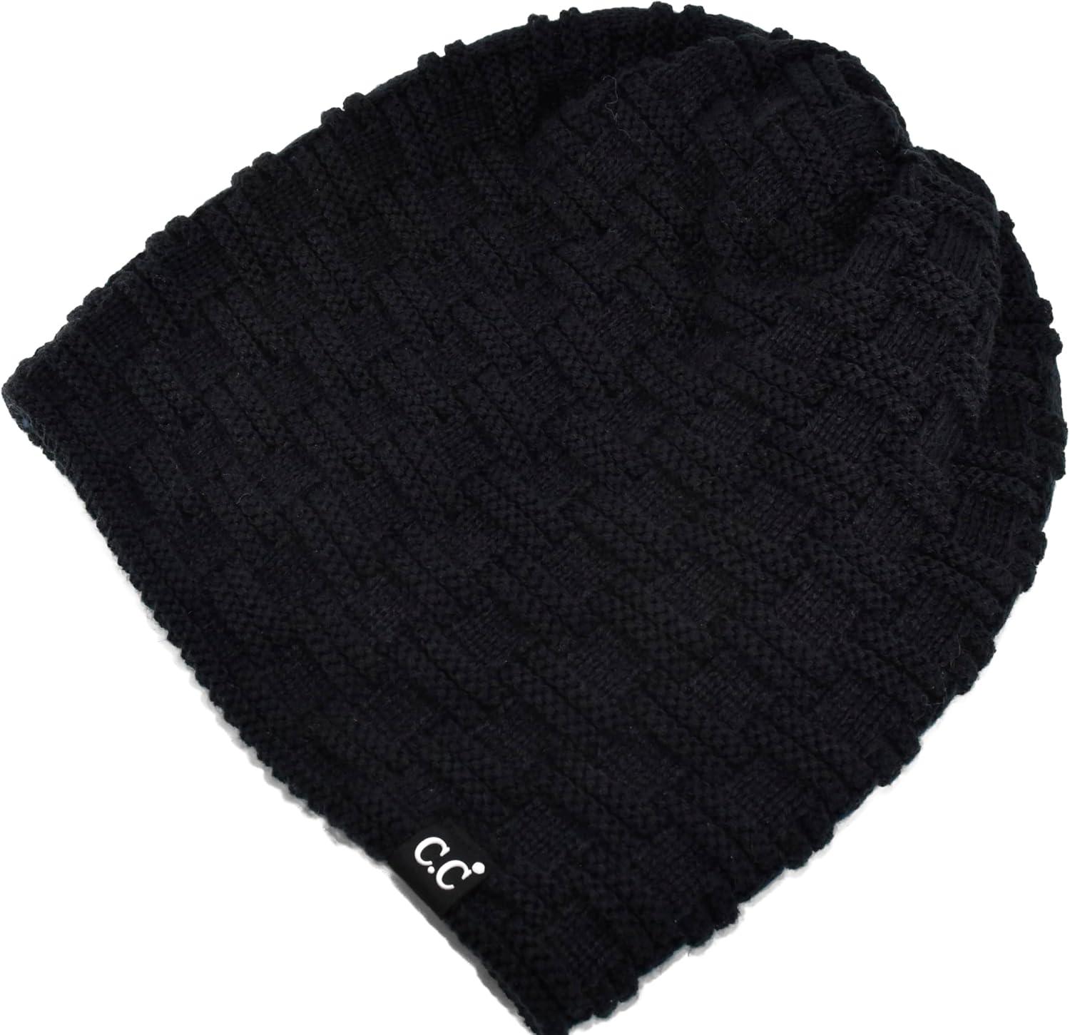 imageCC Beanie Thick Fuzzy Fleece Lined Knit BeanieBlack