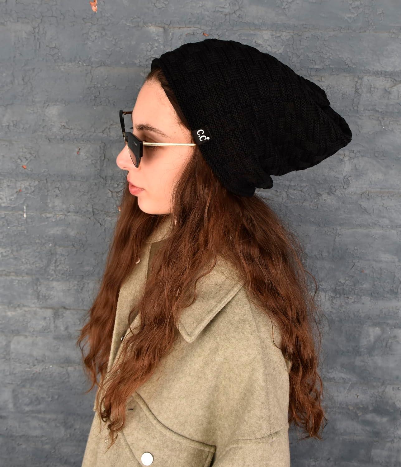 imageCC Beanie Thick Fuzzy Fleece Lined Knit BeanieBlack
