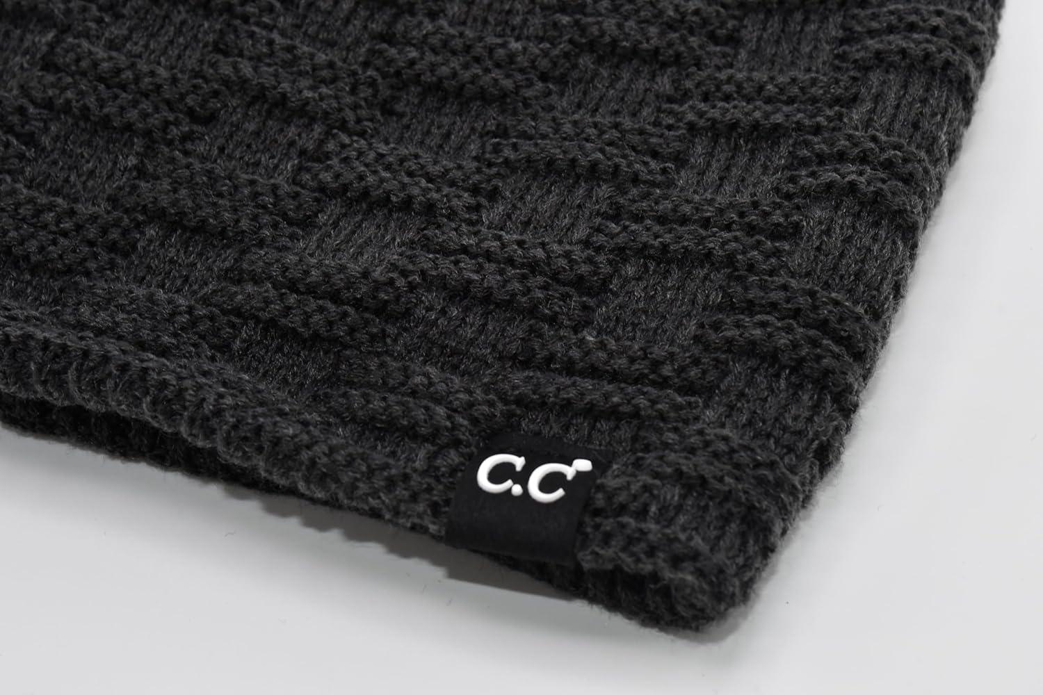 imageCC Beanie Thick Fuzzy Fleece Lined Knit BeanieCharcoal Grey