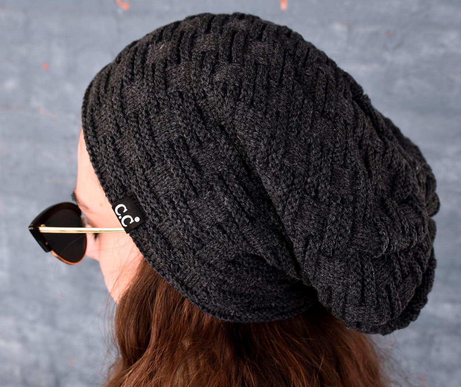 imageCC Beanie Thick Fuzzy Fleece Lined Knit BeanieCharcoal Grey