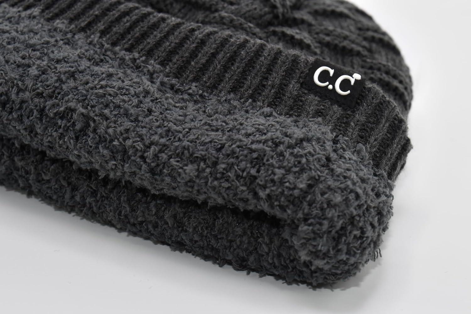 imageCC Beanie Thick Fuzzy Fleece Lined Knit BeanieCharcoal Grey