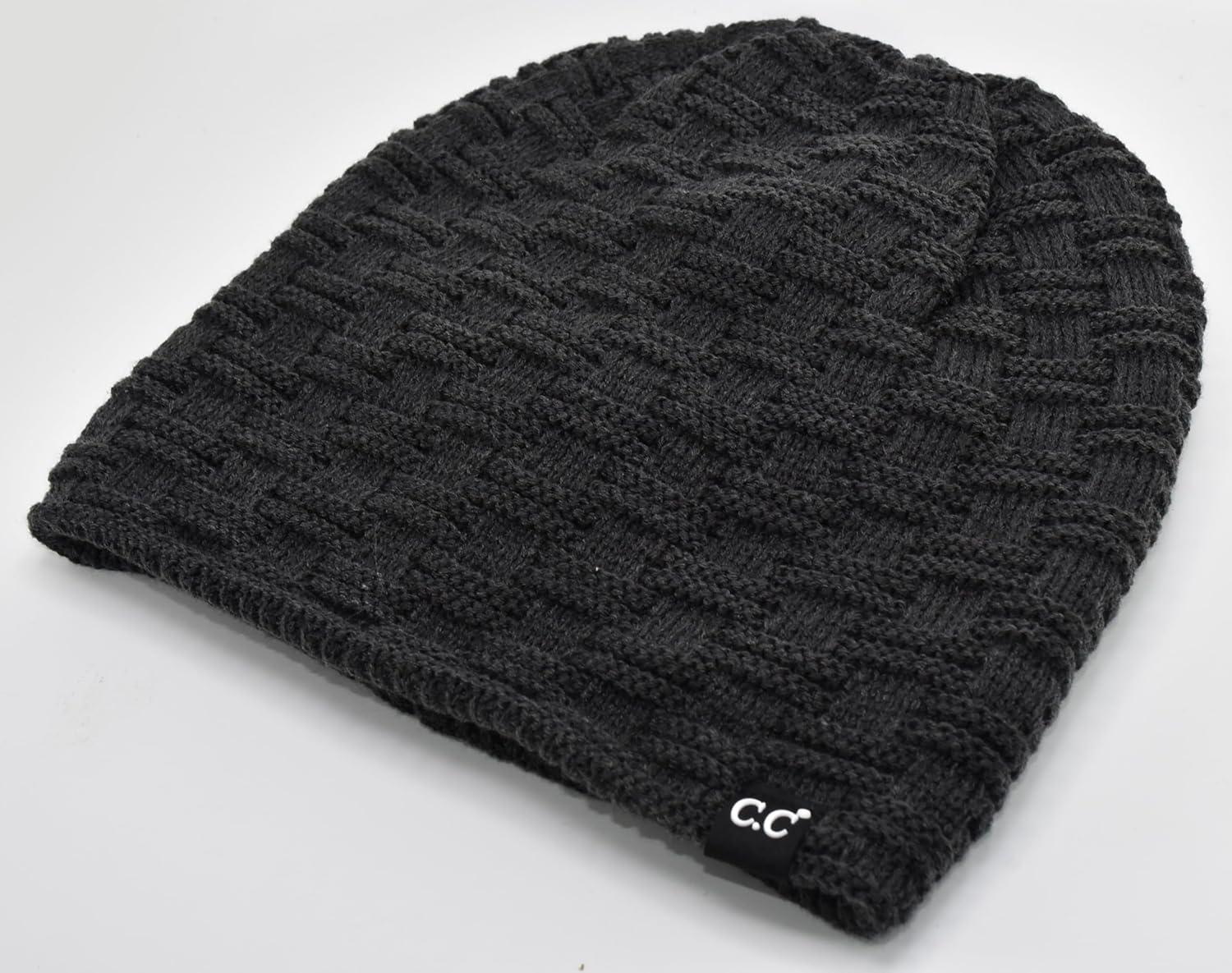 imageCC Beanie Thick Fuzzy Fleece Lined Knit BeanieCharcoal Grey