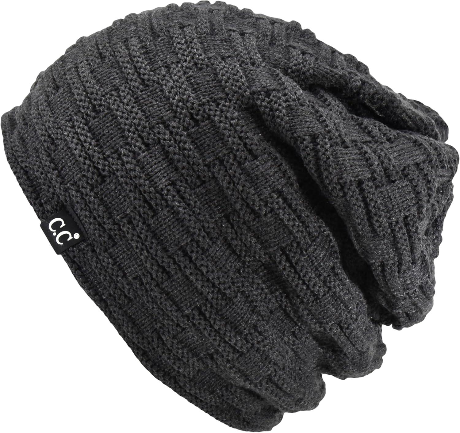 imageCC Beanie Thick Fuzzy Fleece Lined Knit BeanieCharcoal Grey