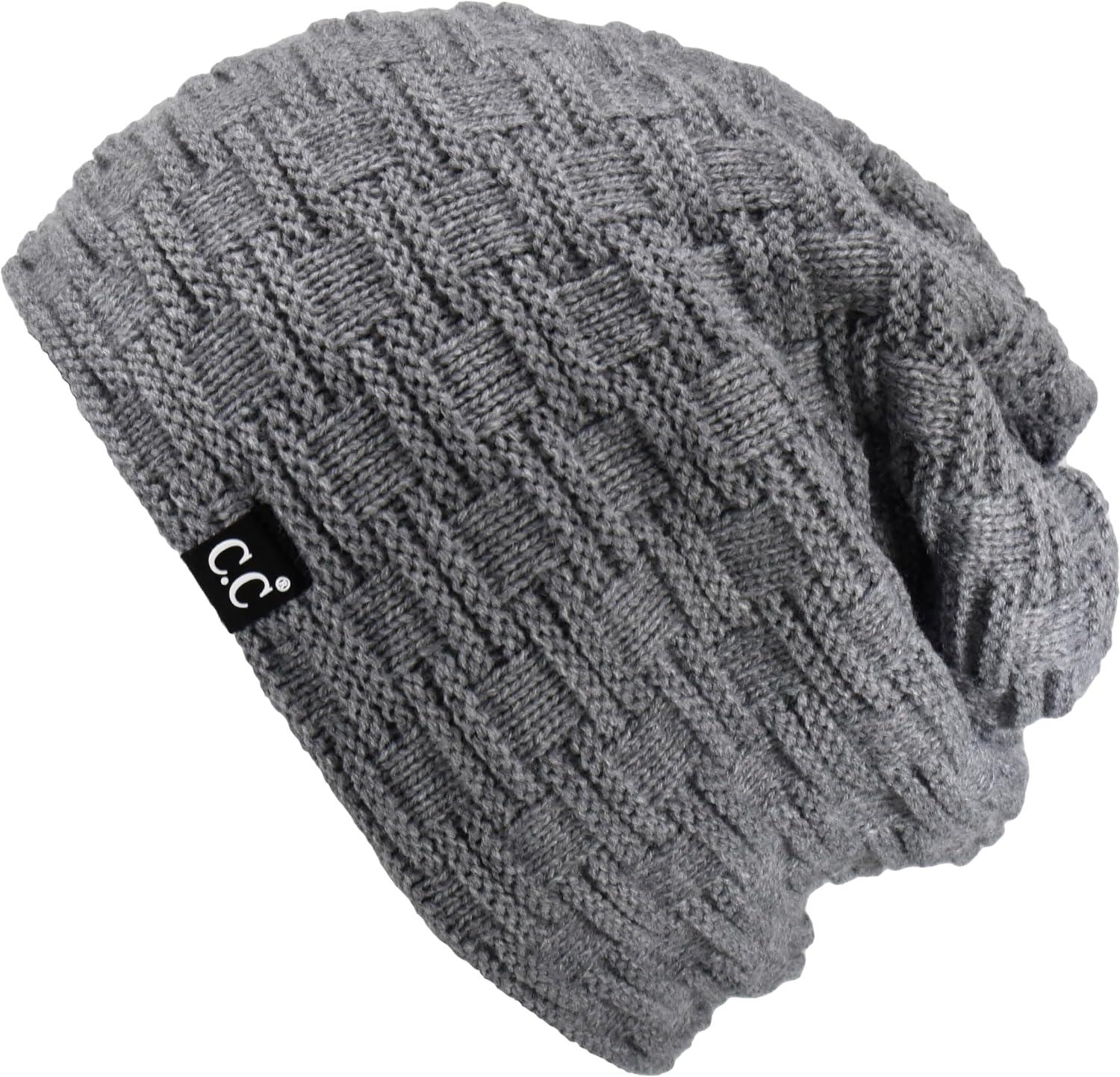 imageCC Beanie Thick Fuzzy Fleece Lined Knit BeanieLight Melange Grey
