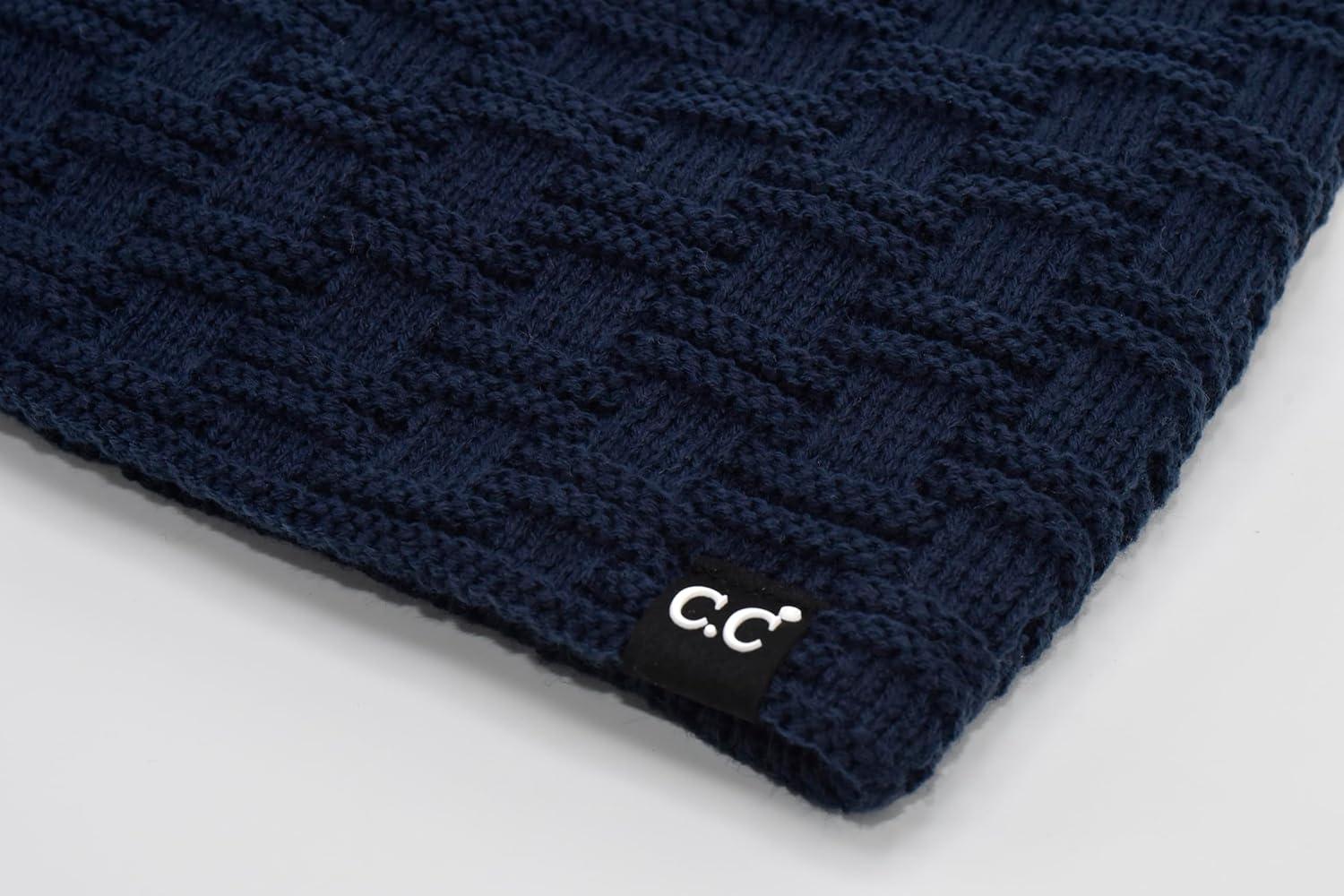 imageCC Beanie Thick Fuzzy Fleece Lined Knit BeanieNavy Blue