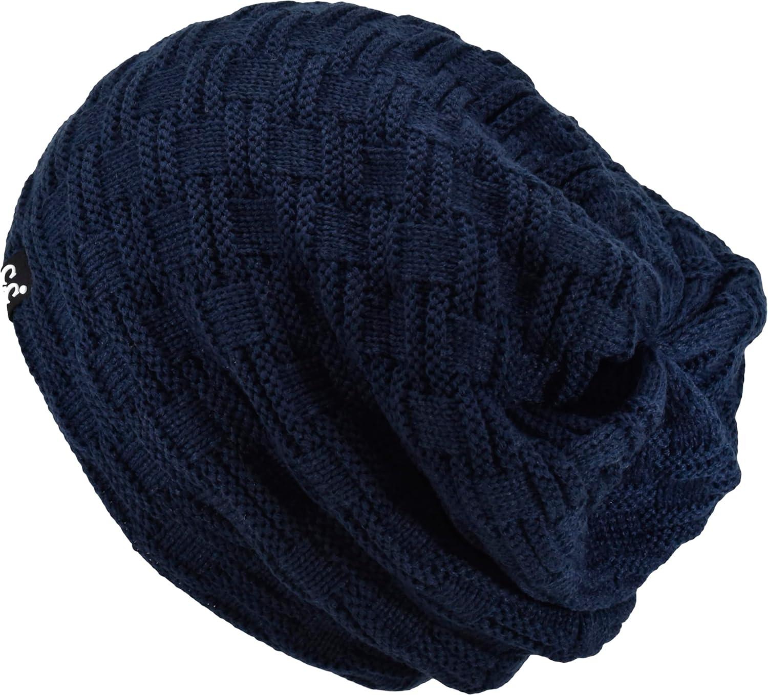 imageCC Beanie Thick Fuzzy Fleece Lined Knit BeanieNavy Blue