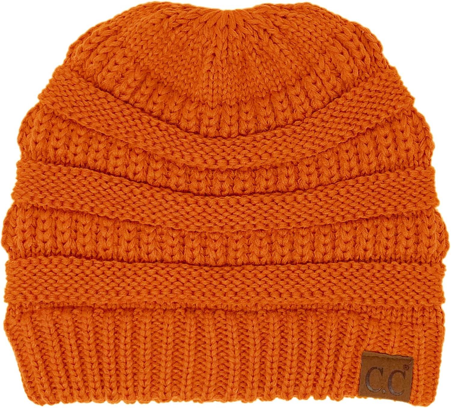 imageCC Beanie for Women Winter Hats Ponytail Hole Criss Cross Hat Messy Bun High Ponytail Knit CapToffee