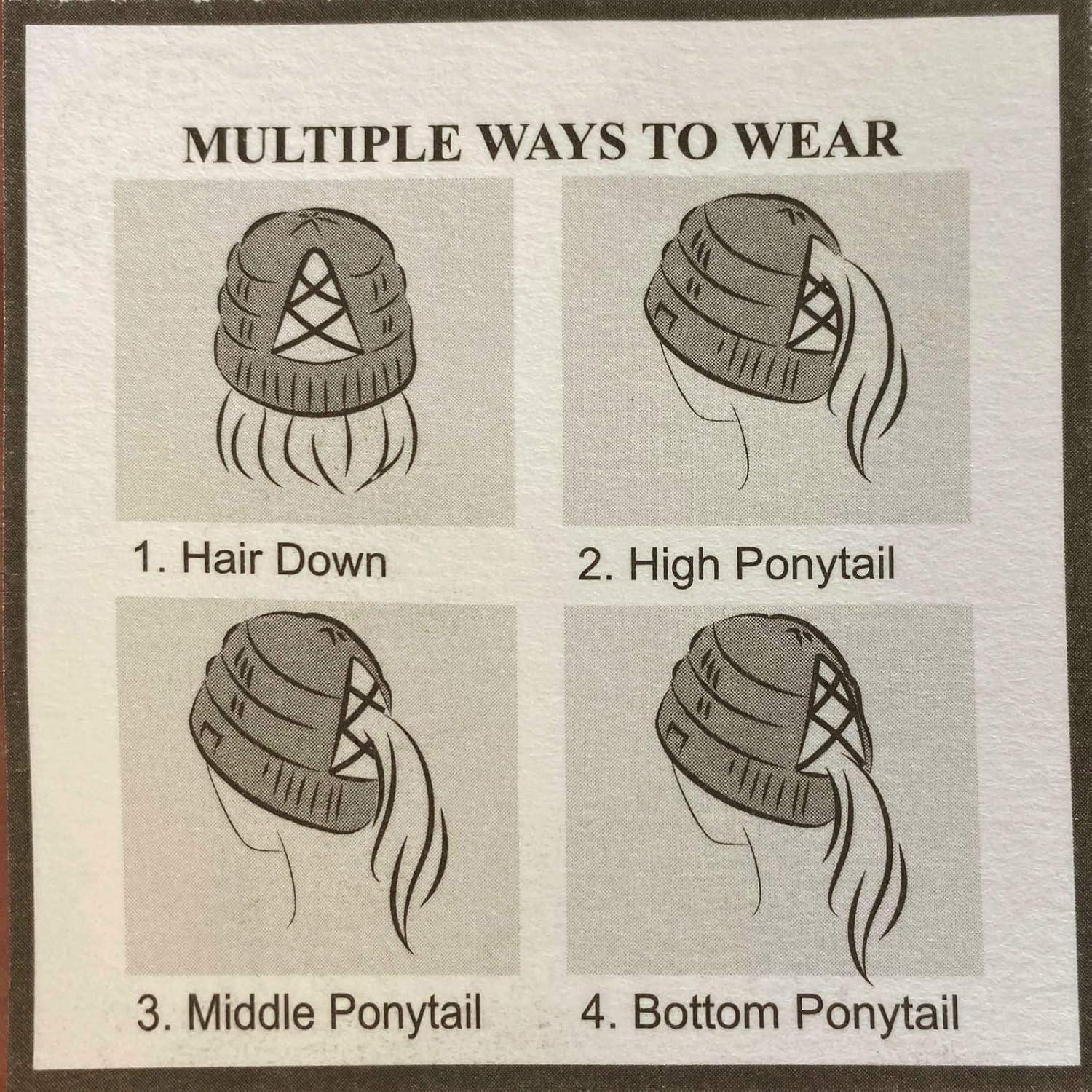 imageCC Beanie for Women Winter Hats Ponytail Hole Criss Cross Hat Messy Bun High Ponytail Knit CapViolet