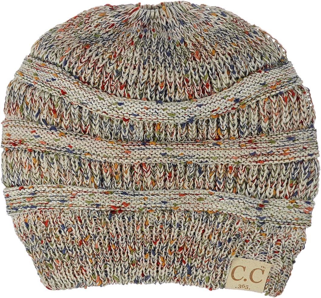 imageCC BeanieTail Cotton Blend All Season Daily Messy High Bun Ponytail Beanie HatConfetti Oatmeal