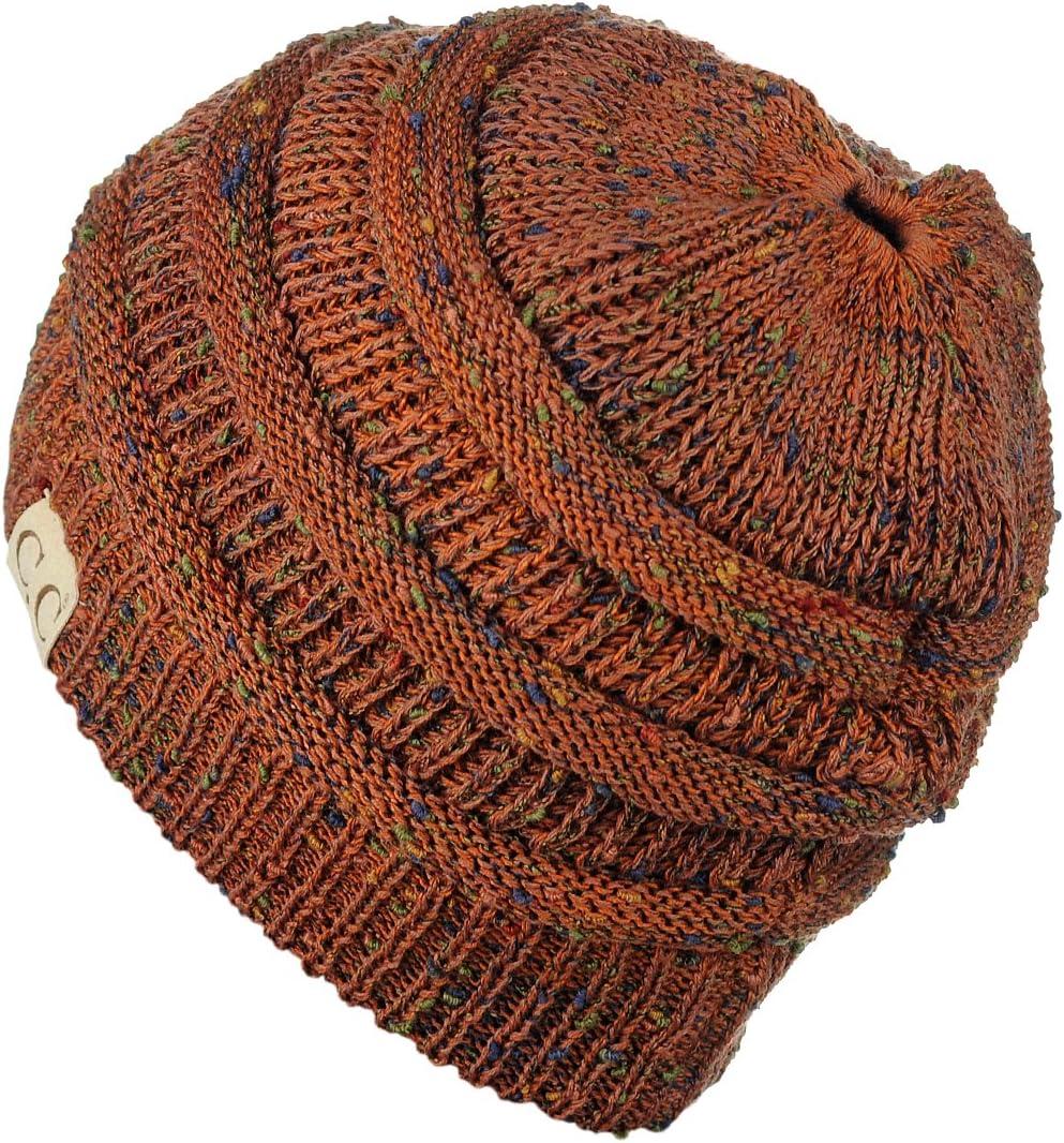 imageCC BeanieTail Cotton Blend All Season Daily Messy High Bun Ponytail Beanie HatConfetti Rust