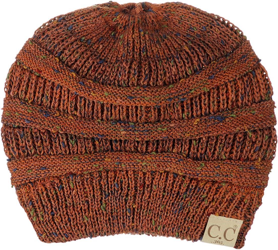 imageCC BeanieTail Cotton Blend All Season Daily Messy High Bun Ponytail Beanie HatConfetti Rust
