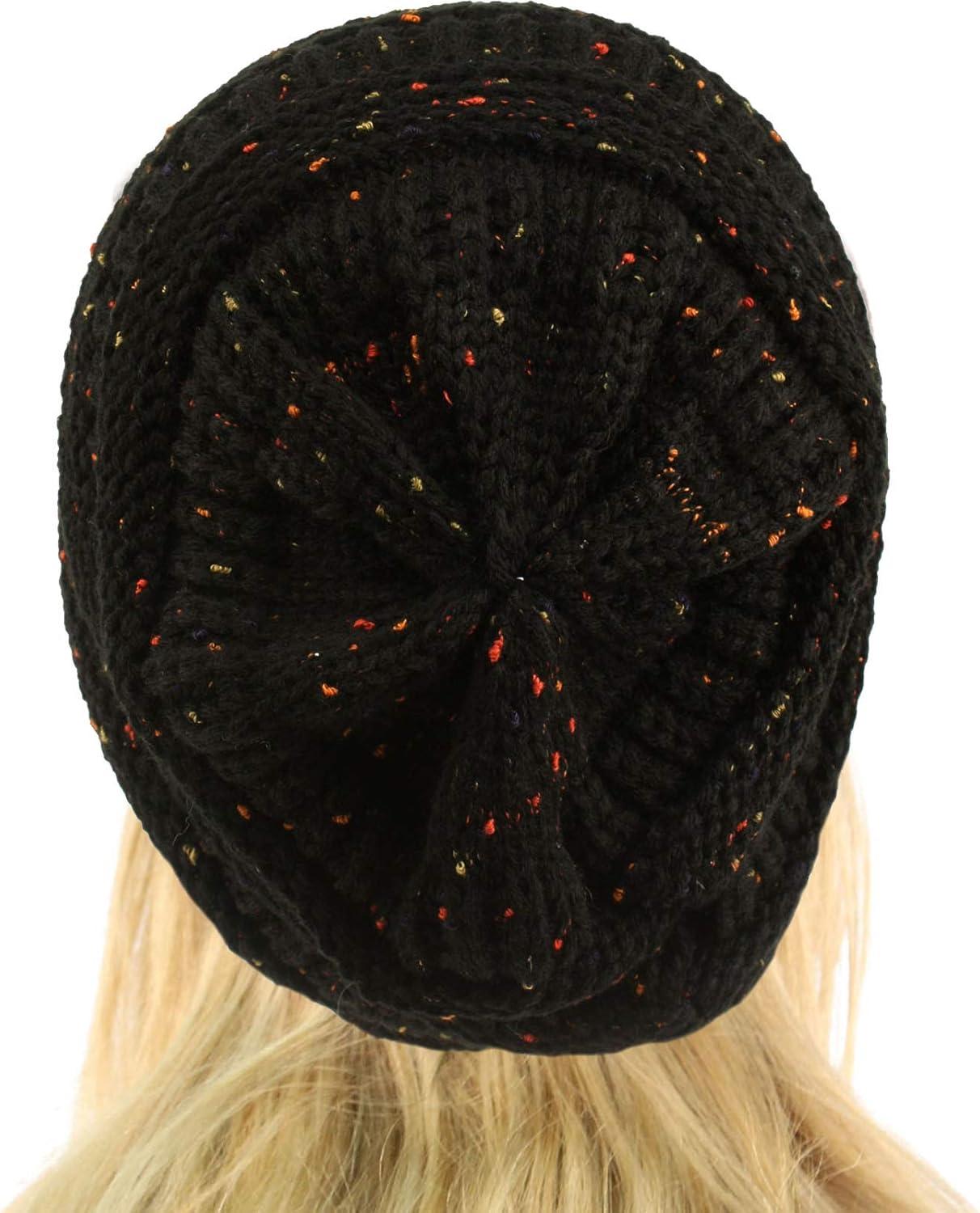 imageCC Classic Winter Fall Trendy Chunky Stretchy Cable Knit Beanie HatConfetti Black