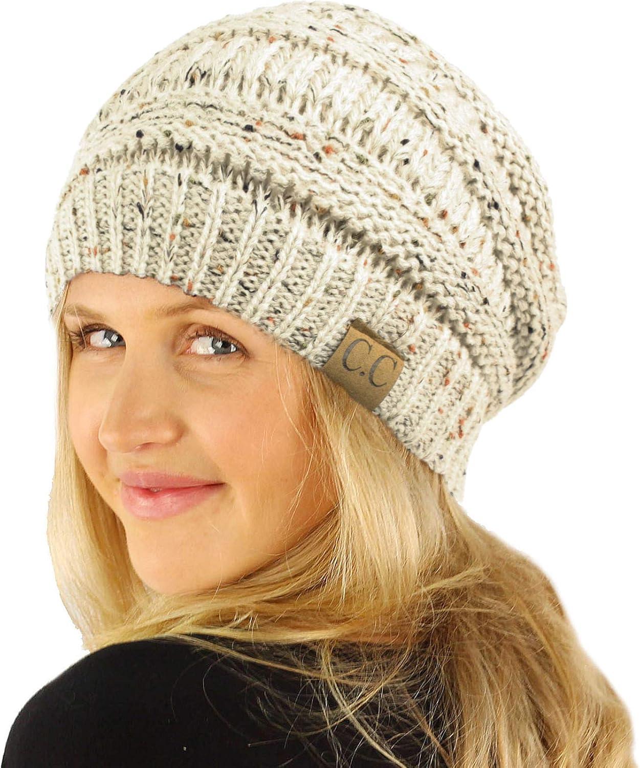 imageCC Classic Winter Fall Trendy Chunky Stretchy Cable Knit Beanie HatConfetti Oatmeal