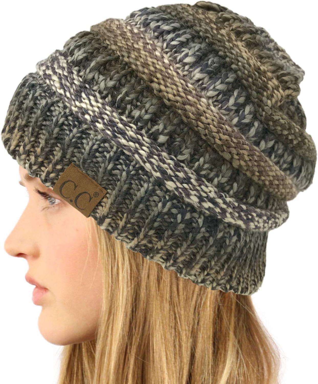 imageCC Classic Winter Fall Trendy Chunky Stretchy Cable Knit Beanie HatMix BlackGray