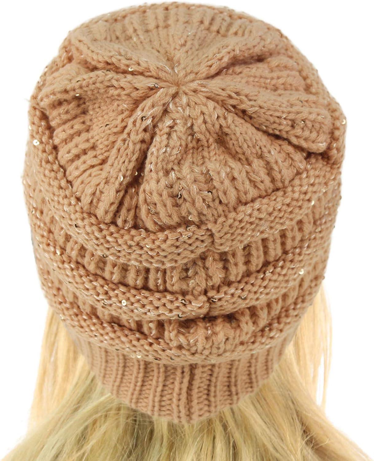 imageCC Classic Winter Fall Trendy Chunky Stretchy Cable Knit Beanie HatSequins Indi Pink