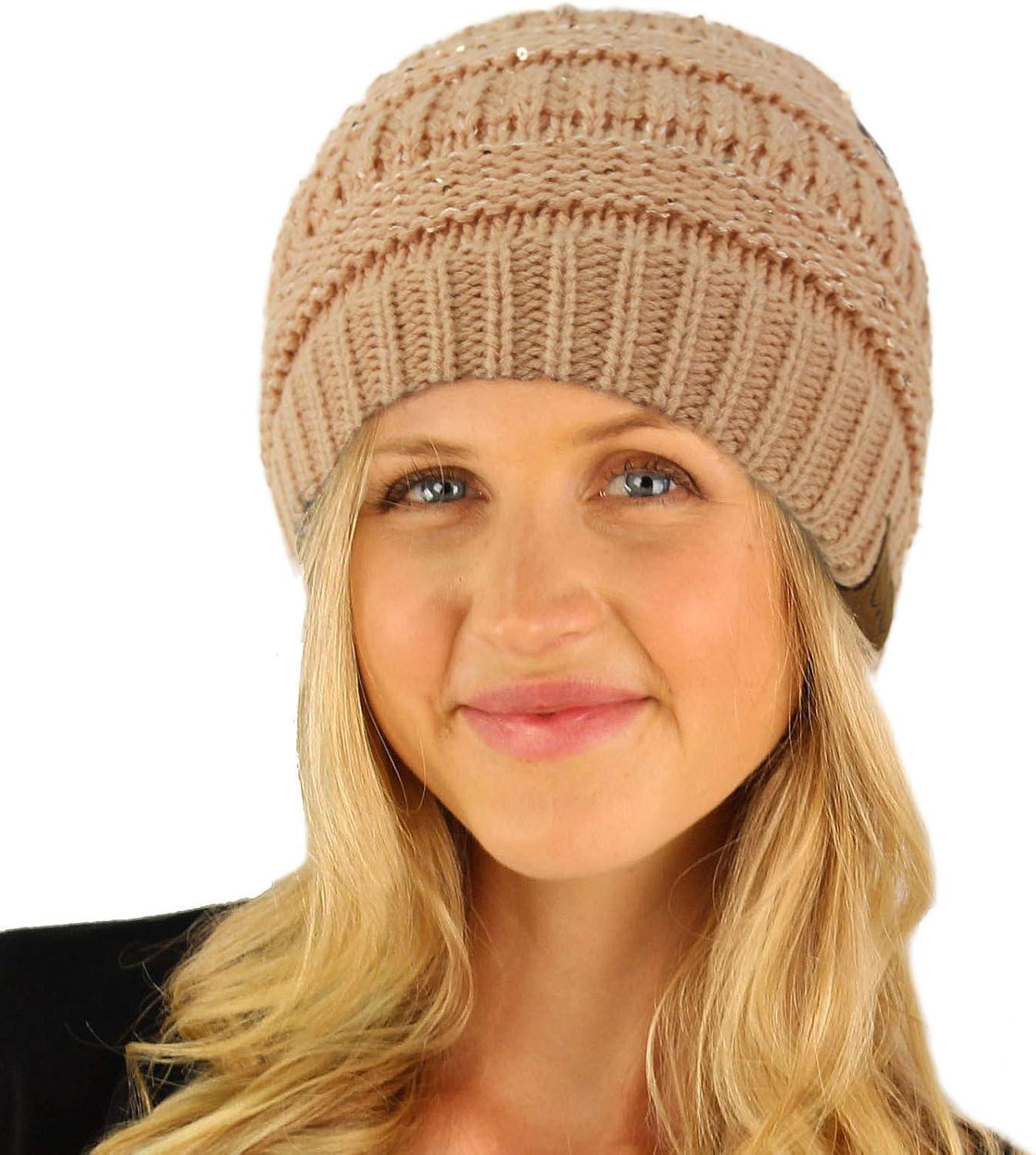 imageCC Classic Winter Fall Trendy Chunky Stretchy Cable Knit Beanie HatSequins Indi Pink