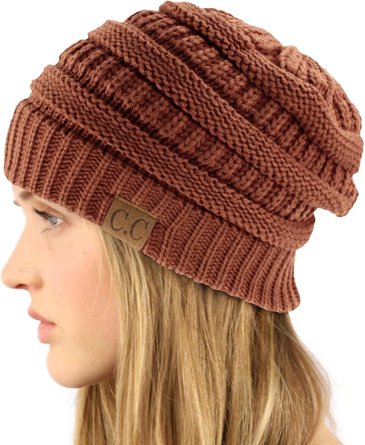 imageCC Classic Winter Fall Trendy Chunky Stretchy Cable Knit Beanie HatSolid Brick