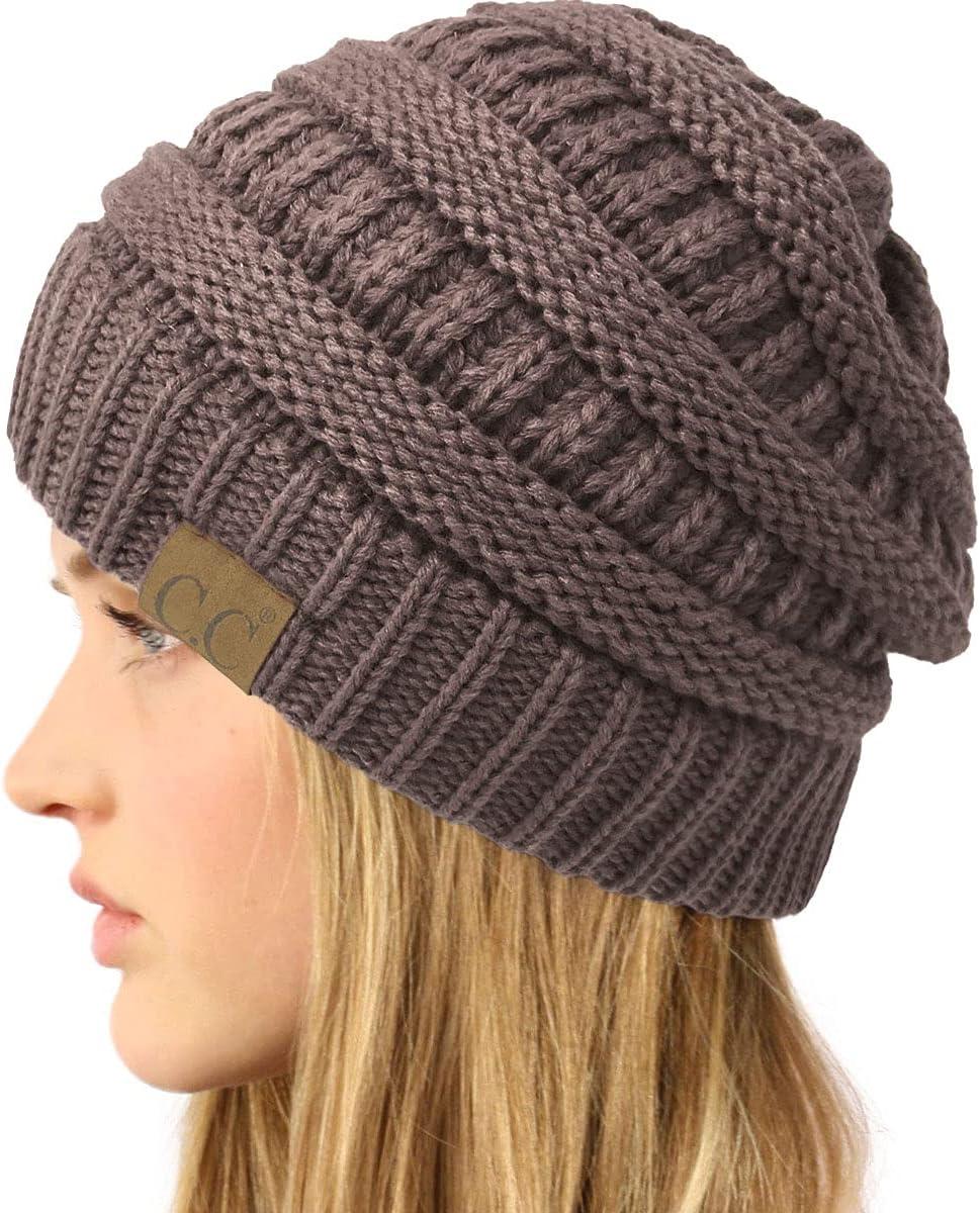 imageCC Classic Winter Fall Trendy Chunky Stretchy Cable Knit Beanie HatSolid Earth Gray